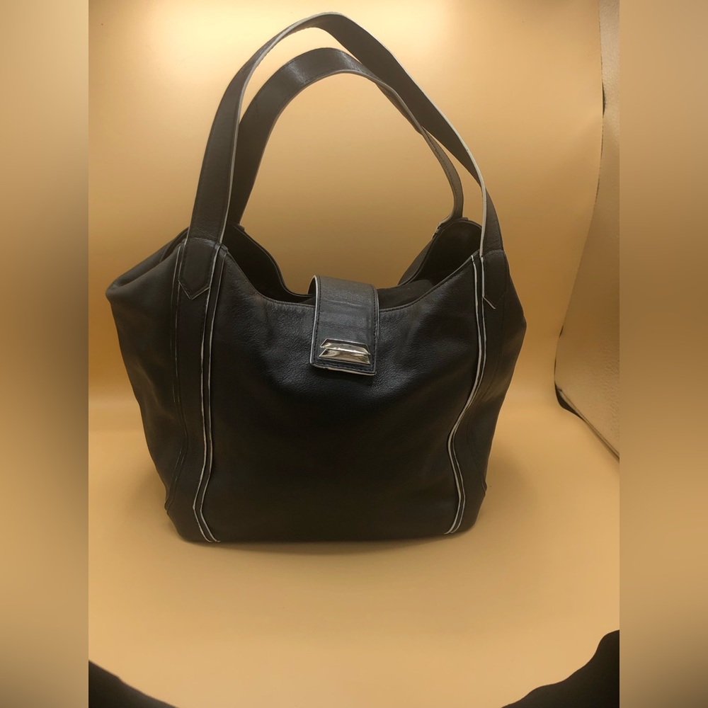 Elizabeth & James Black Soft Leather Shoulder Hobo Bag